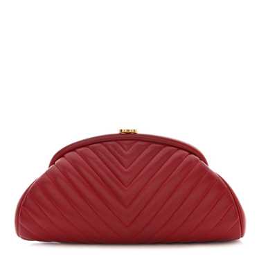 CHANEL Lambskin Chevron Quilted Timeless Clutch Re