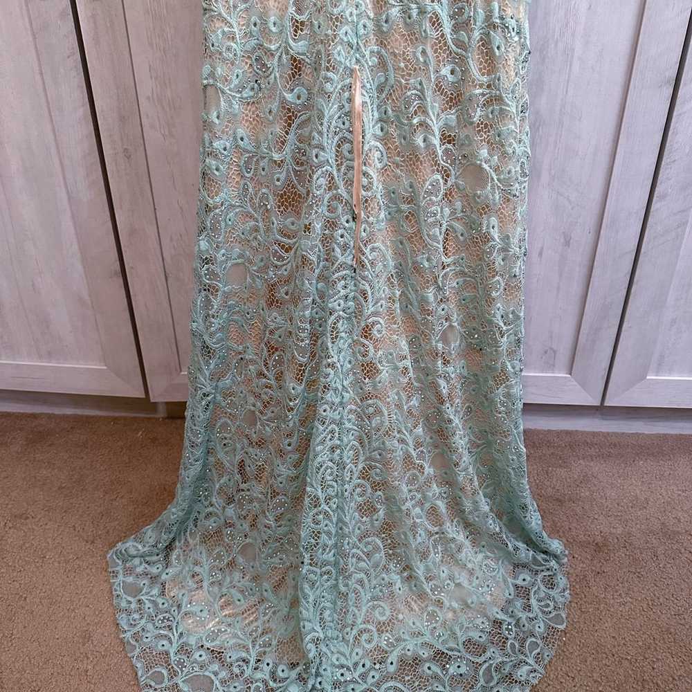 Vintage Dave & Johnny Teal Blue Green Beige Lace … - image 11