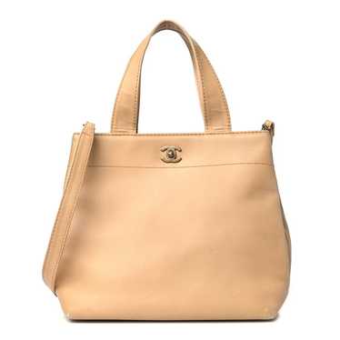 CHANEL Calfskin Cerf Executive Shopper Tote Beige