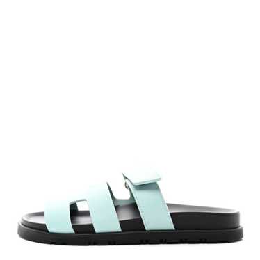 HERMES Epsom Womens Chypre Sandals 37 Bleu Crista… - image 1