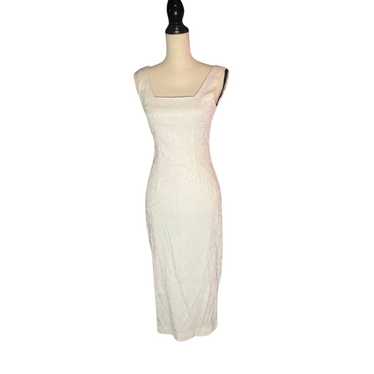 Vintage White House 80s White Dress Below Knee El… - image 1