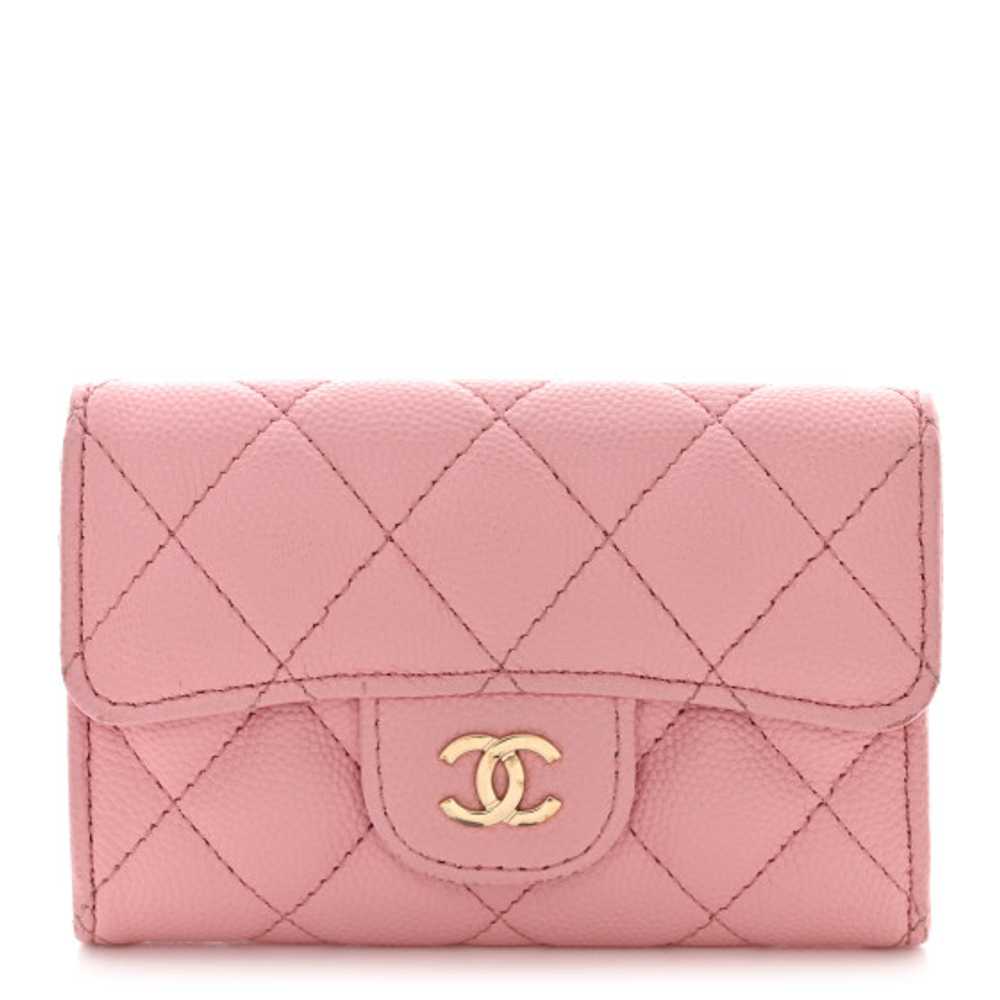 CHANEL Caviar Quilted Flap Card Holder Wallet Lig… - image 1