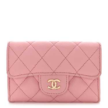 CHANEL Caviar Quilted Flap Card Holder Wallet Lig… - image 1