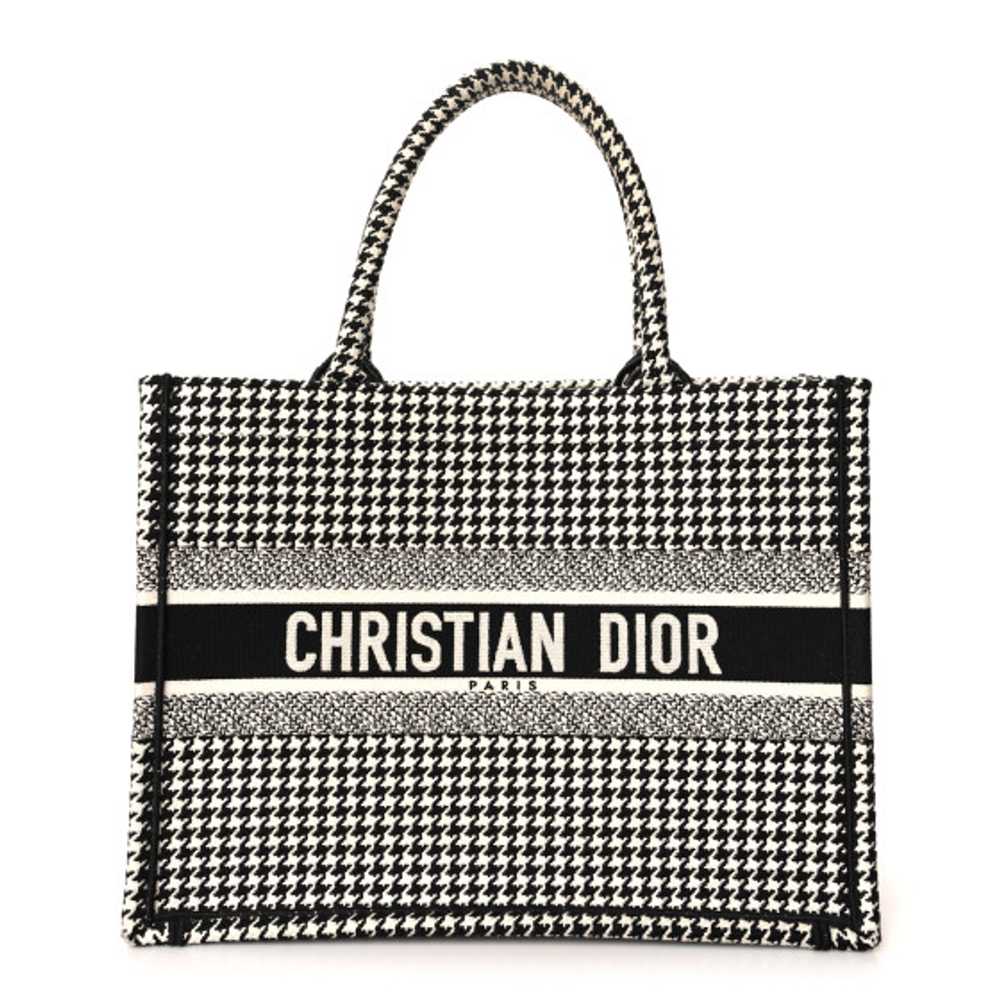 CHRISTIAN DIOR Canvas Houndstooth Embroidered Med… - image 1