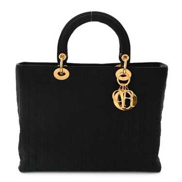 CHRISTIAN DIOR Nylon Cannage Large Lady Dior Black