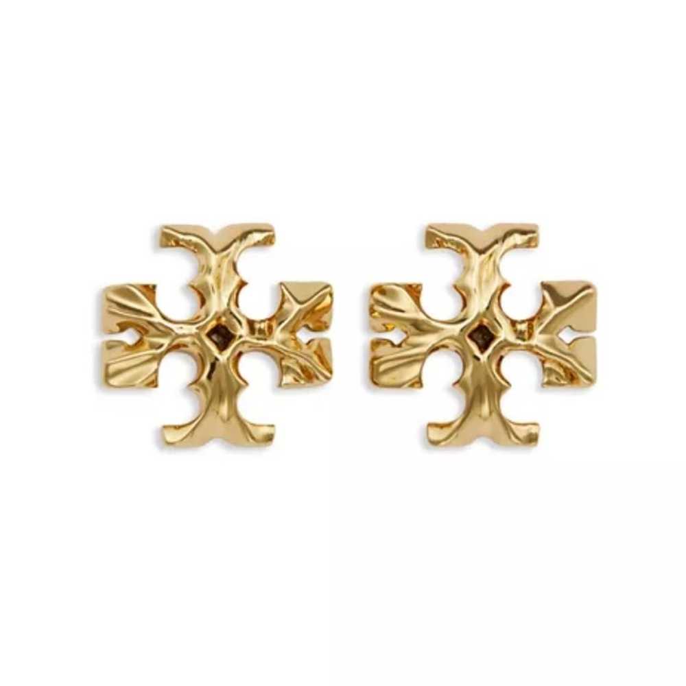 Tory Burch Vintage Gold Large Roxanne Logo Earrin… - image 1