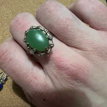 Vintage Sterling Silver and Jade Ring