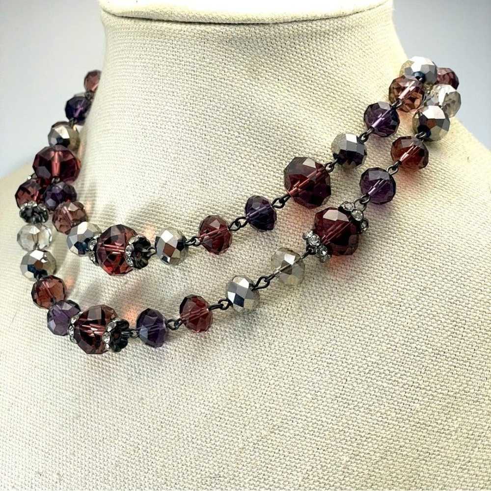 Vintage Crown Trifari Necklace Faceted Bead Rhine… - image 3