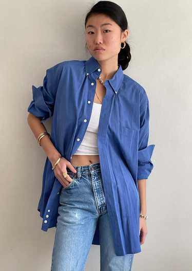 Vintage faded ink blue cotton oversized shirt