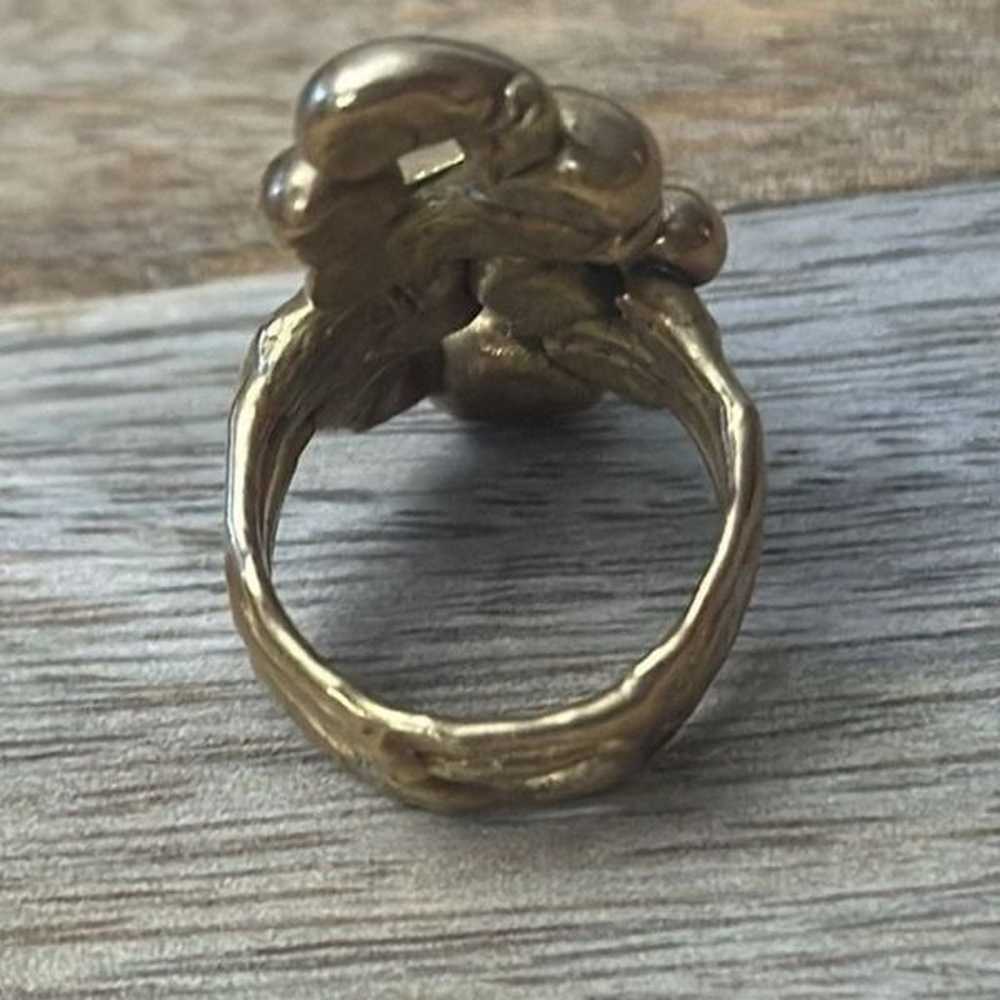 Vintage Brutalist Brass Ring Size 5.5 - image 4