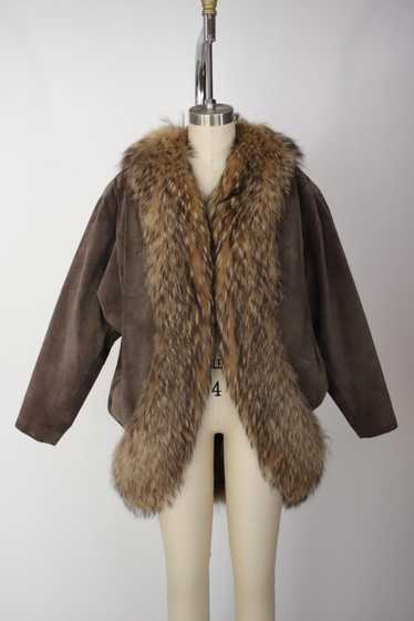 Bill Blass Suede & Coyote Fur Coat