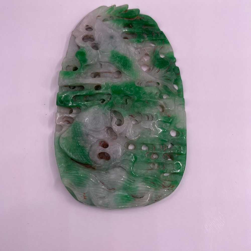 Vintage jade carved plaque - image 1