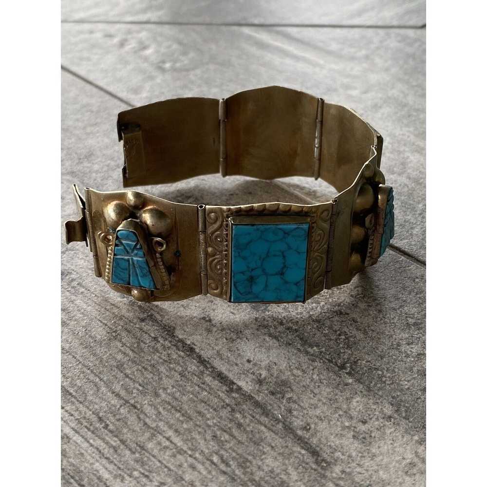 Mexico Bracelet Artisan Vintage Turquoise Like Po… - image 2