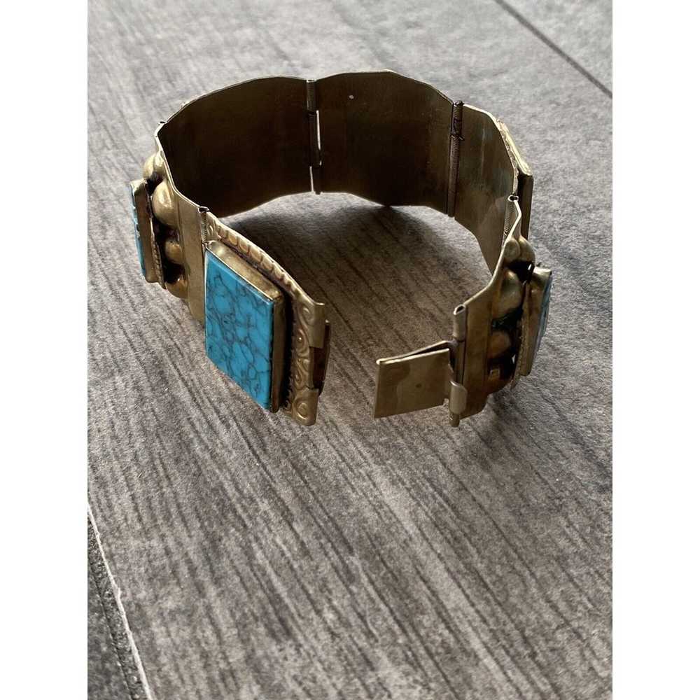 Mexico Bracelet Artisan Vintage Turquoise Like Po… - image 3