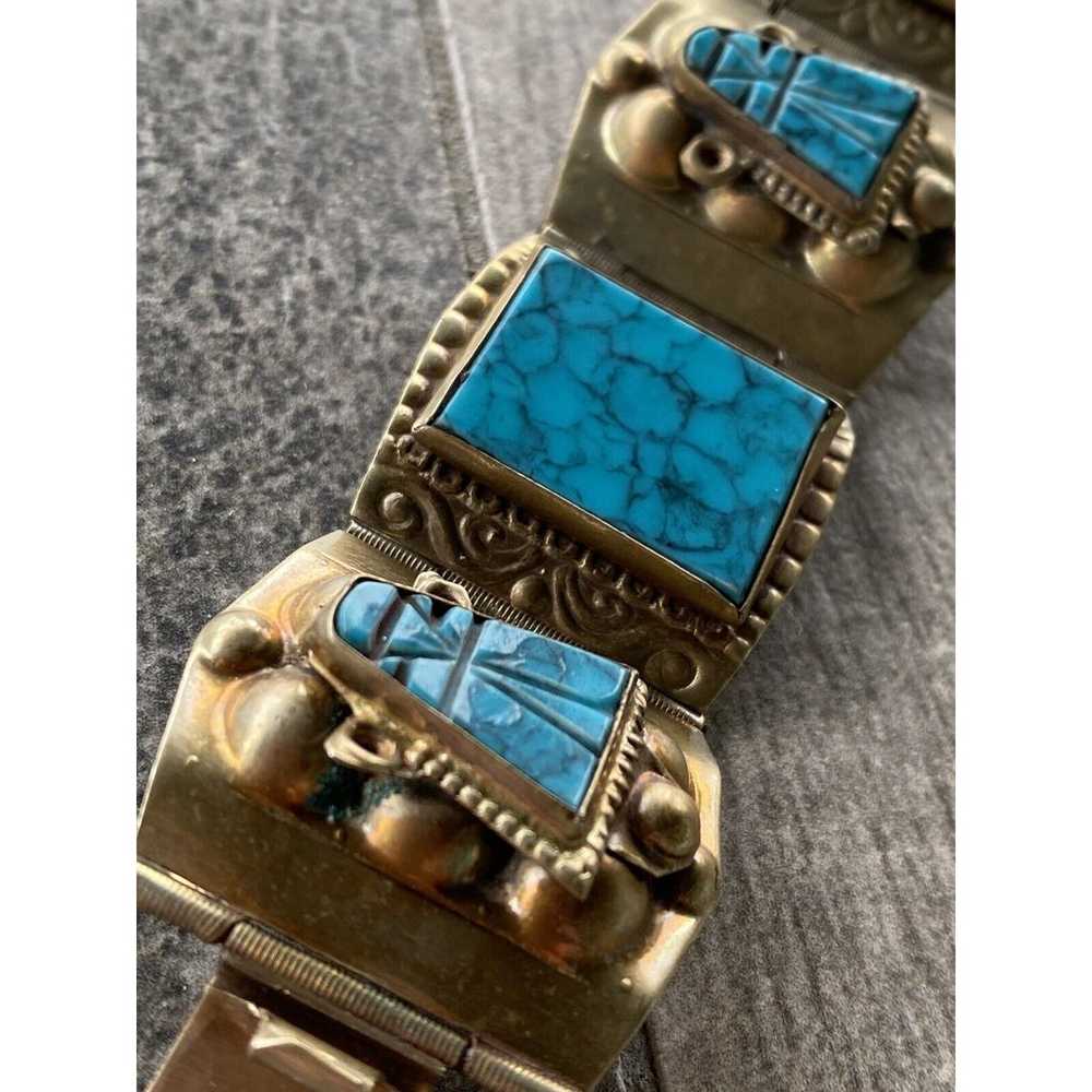 Mexico Bracelet Artisan Vintage Turquoise Like Po… - image 6