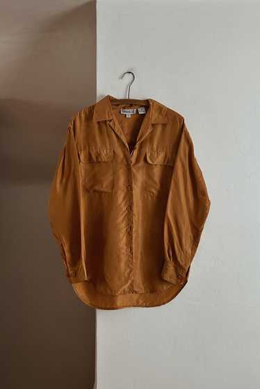 1990's GOLD PURE SILK CHARMEUSE SHIRT