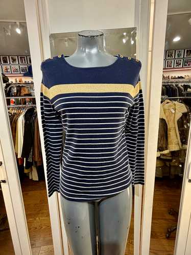 90’s Navy And Metallic Gold Natural Sweater By Lau