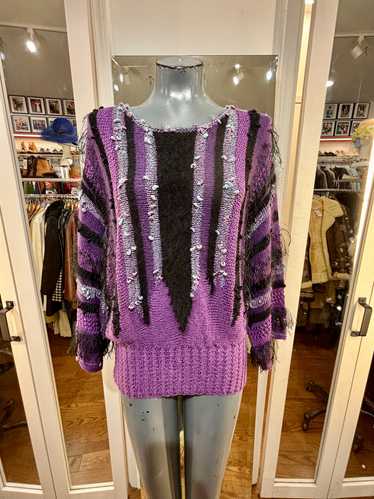 80’s Purple And Black Layer Sweater