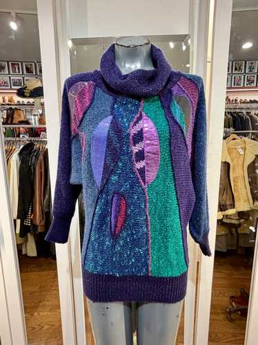 80’s Purple Multi Patch Layer Sweater By Maurada