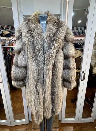 80’s Light Gray & Brown Silver Fox Coat