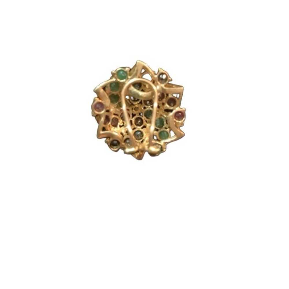 Vintage 14k Diamond Ruby sapphire emerald Necklace - image 8