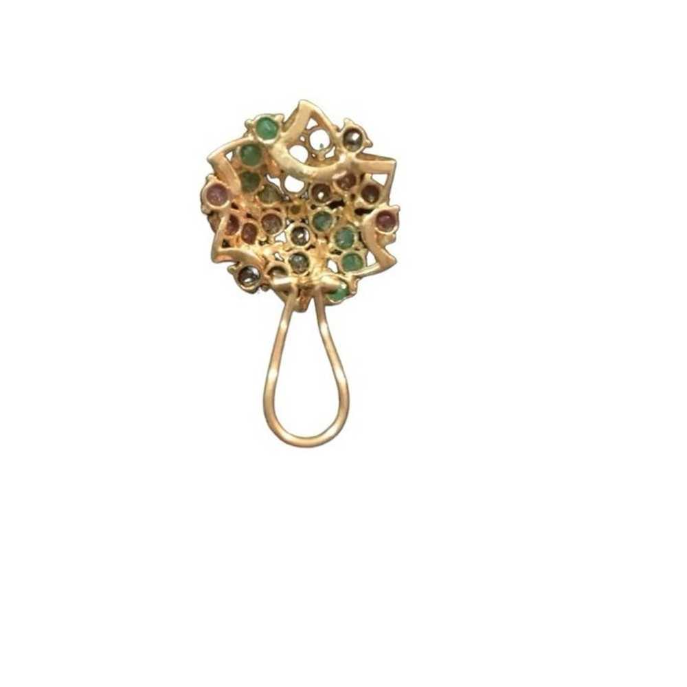 Vintage 14k Diamond Ruby sapphire emerald Necklace - image 9