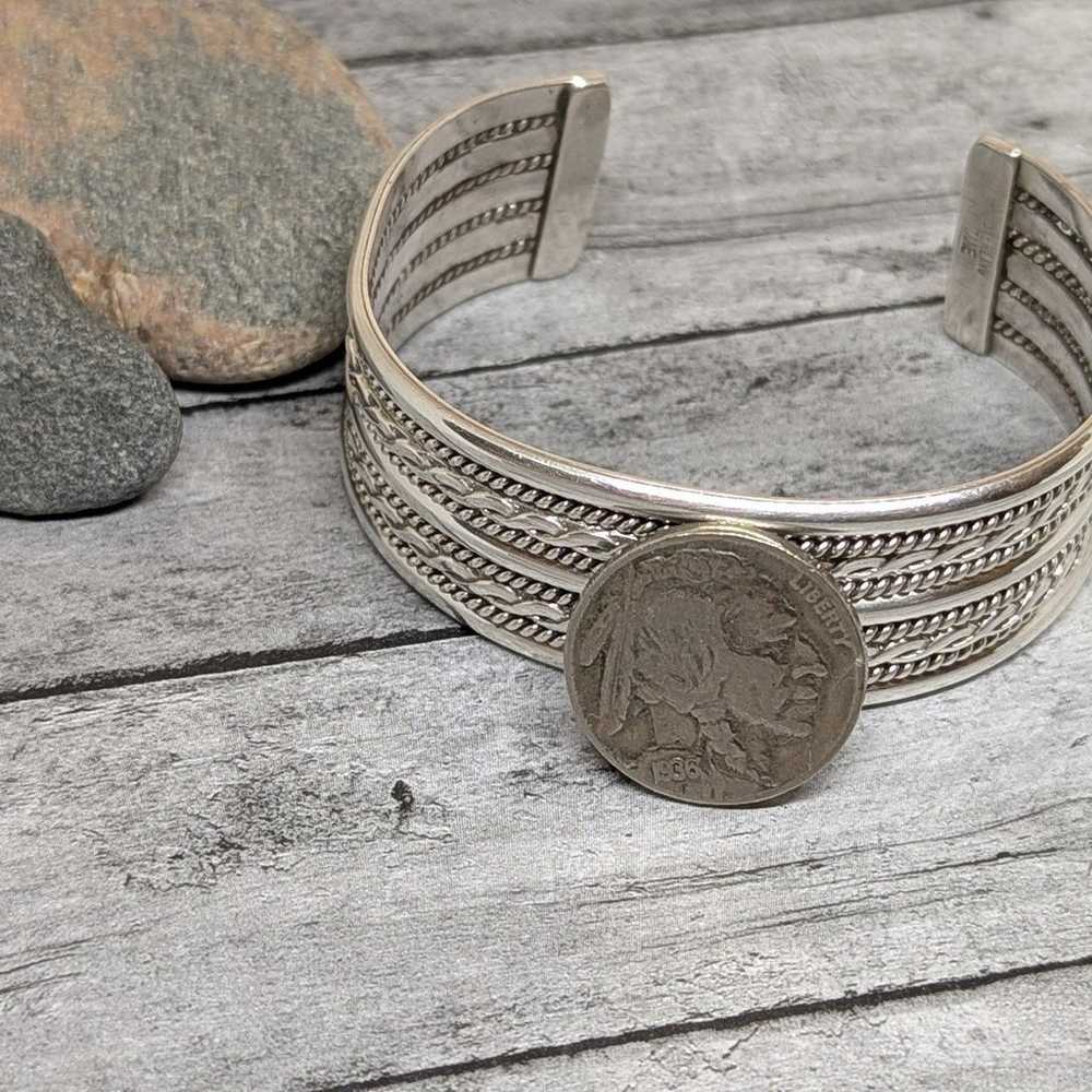 Tahe Signed Wide Nine Band Sterling Silver Navajo… - image 8