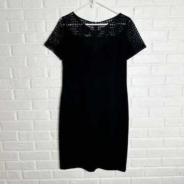 Lafayette 148 Black Eyelet Lace Yoke Sheath Dress… - image 1