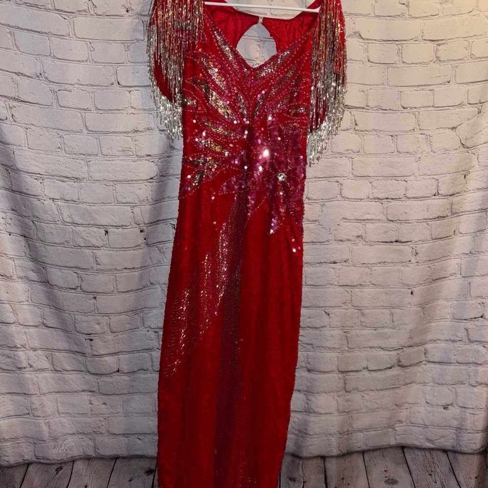 Vintage Las Vegas Alyce Designs Red Sequin Evenin… - image 1