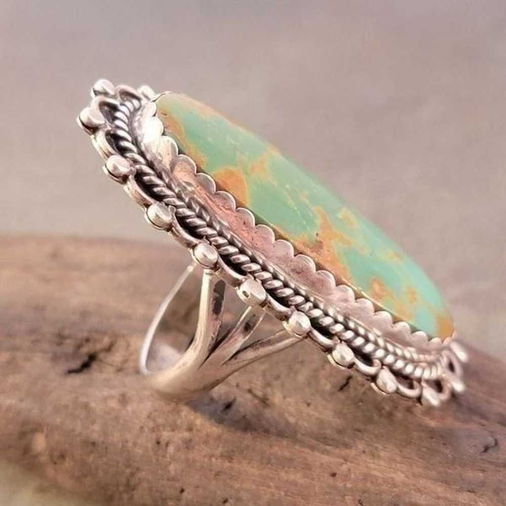 Vintage Navajo Beaded Large Oval Royston Turquois… - image 8