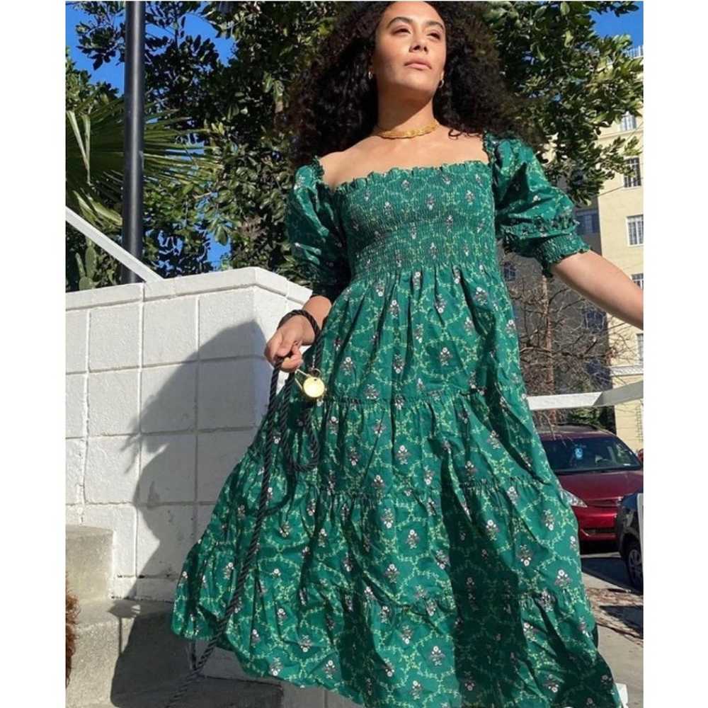 HILL HOUSE Home Nesli Emerald Trellis Dress Midi S - image 12