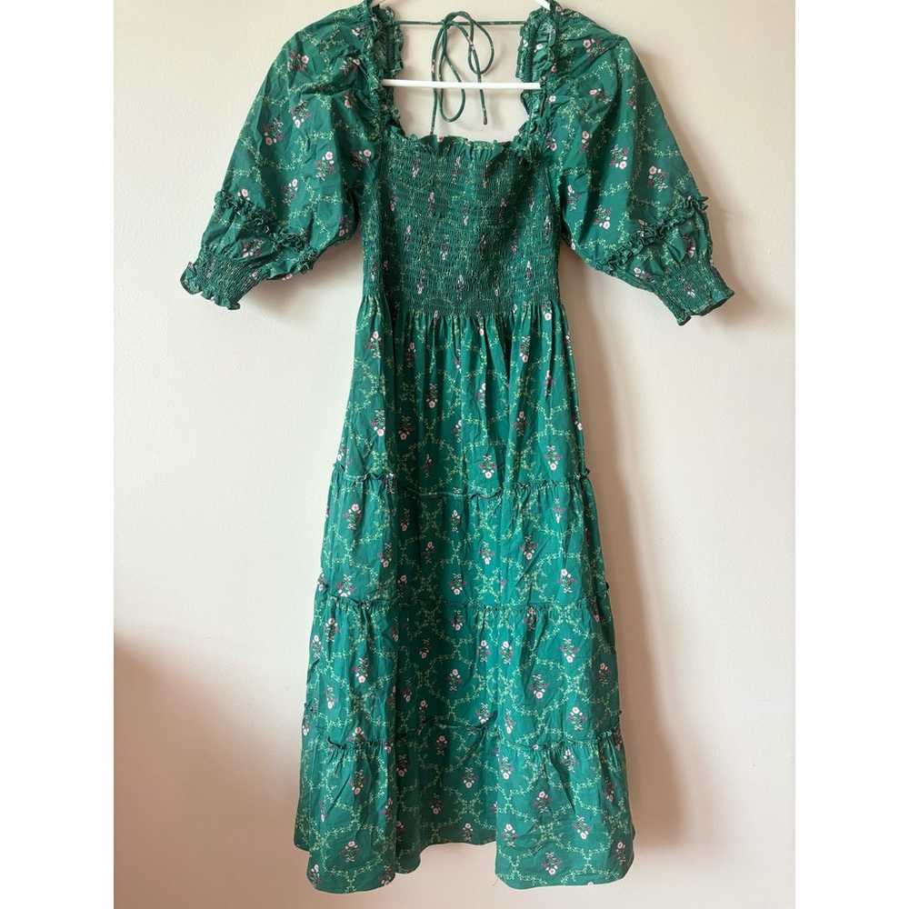 HILL HOUSE Home Nesli Emerald Trellis Dress Midi S - image 3