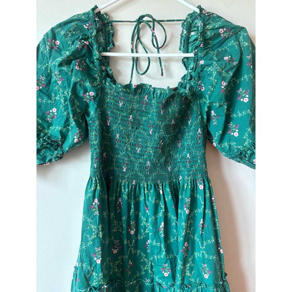 HILL HOUSE Home Nesli Emerald Trellis Dress Midi S - image 5