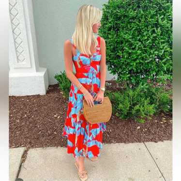 Farm Rio Red Sweet Jungle Midi Dress