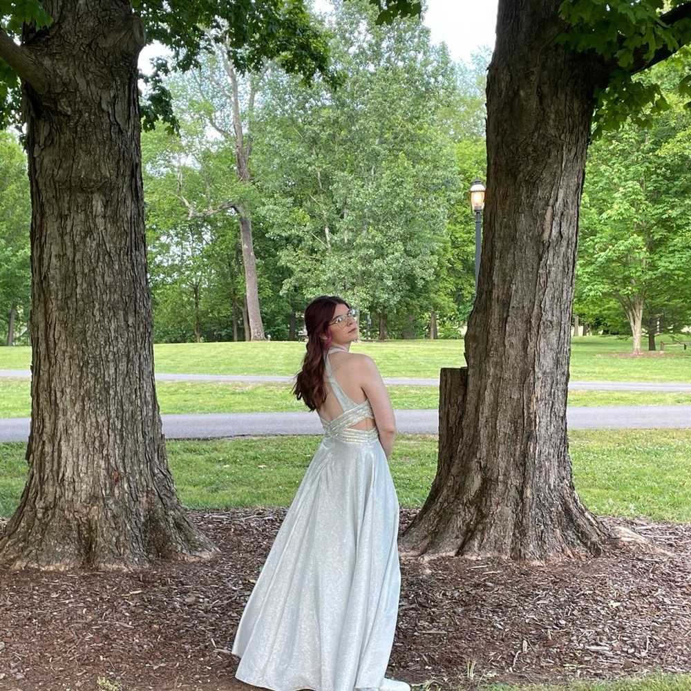 Silver glitter prom dress - image 5