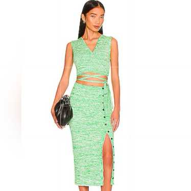 Milly Green Rib Overwrap Knit Dress