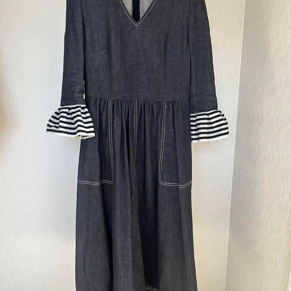 Borders at Balcony Denim Long Dress Size 36 - image 3