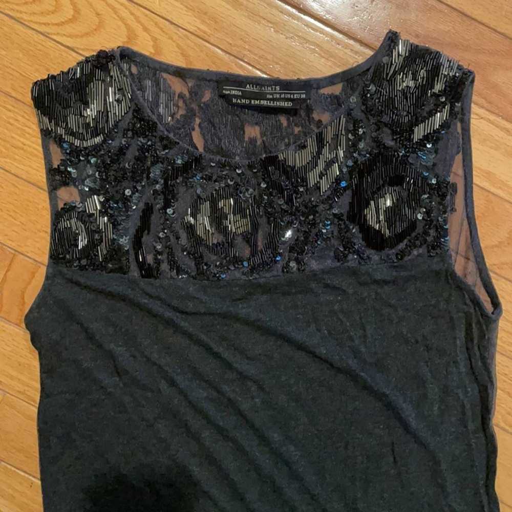 All Saints little black dress lace sheer back 6 - image 6