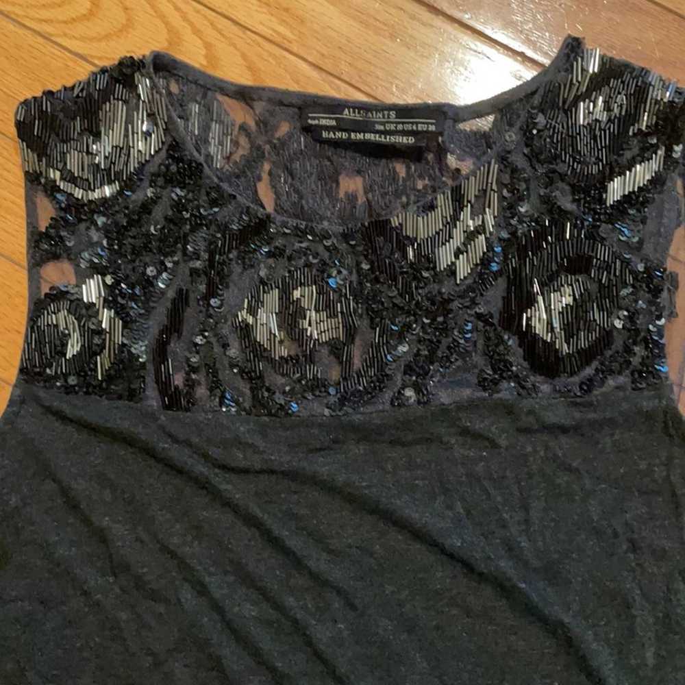 All Saints little black dress lace sheer back 6 - image 8