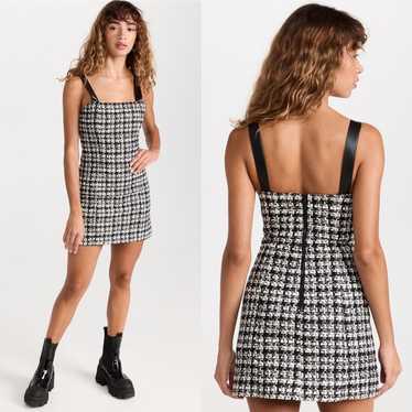 Alice + Olivia Bonita Wide Strap A Line Plaid Blac