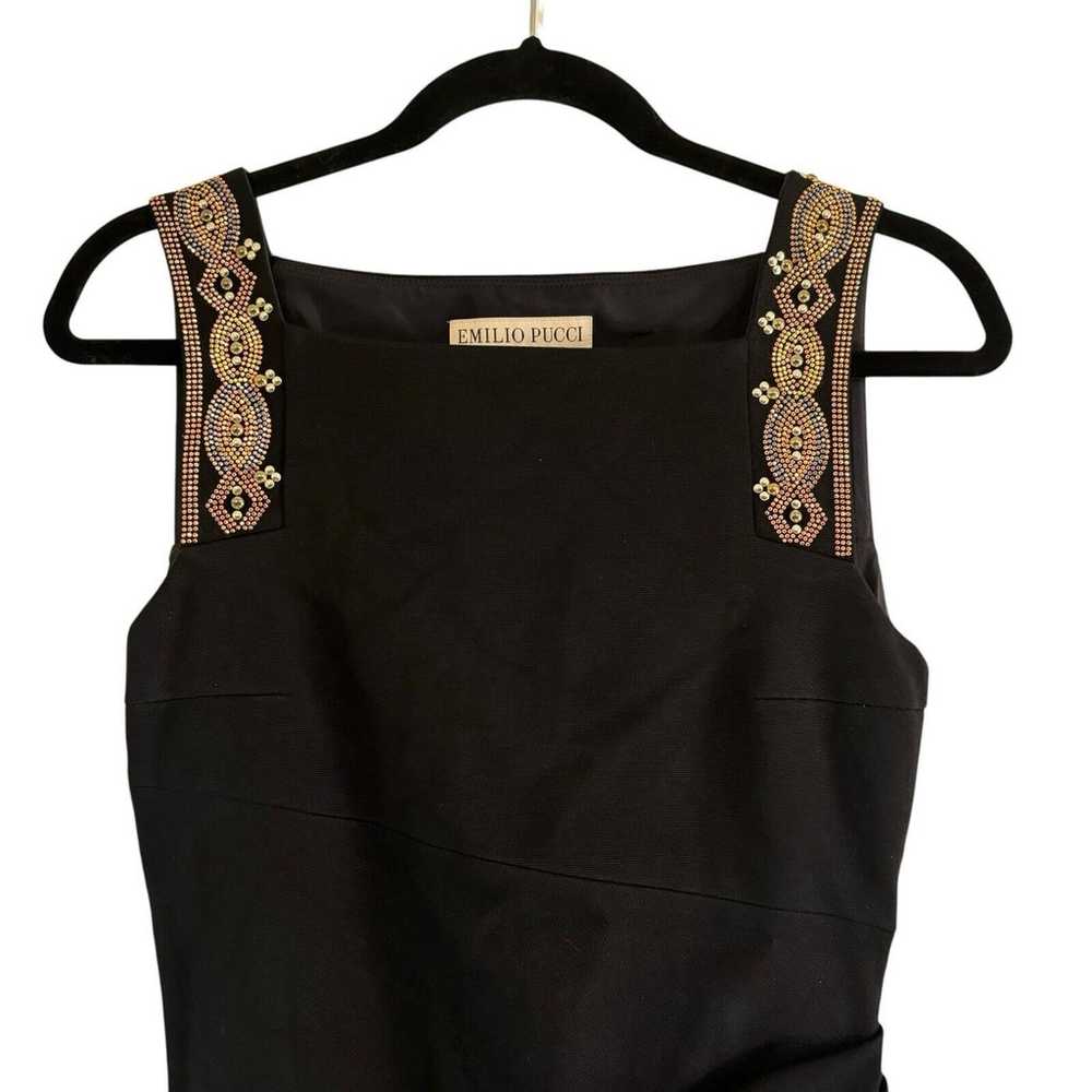 Emilio Pucci Beaded Jersey Drape Black Cocktail D… - image 3