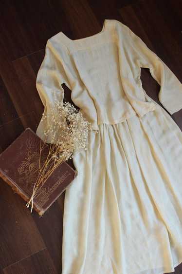 Vintage 1960s Ivory Silk Blouse and Skirt