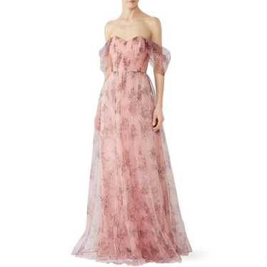 Marchesa Notte Bridesmaid Pink Floral Pleated Tul… - image 1