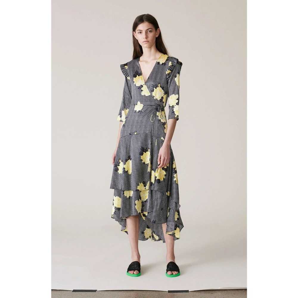 Ganni Calla Yellow Floral Silk Wrap Dress Assymet… - image 3