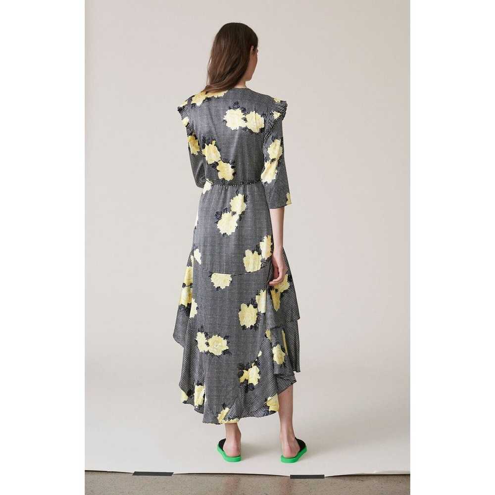 Ganni Calla Yellow Floral Silk Wrap Dress Assymet… - image 4