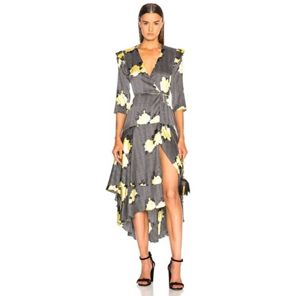 Ganni Calla Yellow Floral Silk Wrap Dress Assymet… - image 9