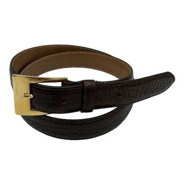 Talbots Dark Brown Genuine Leather Croc Belt Wome… - image 1