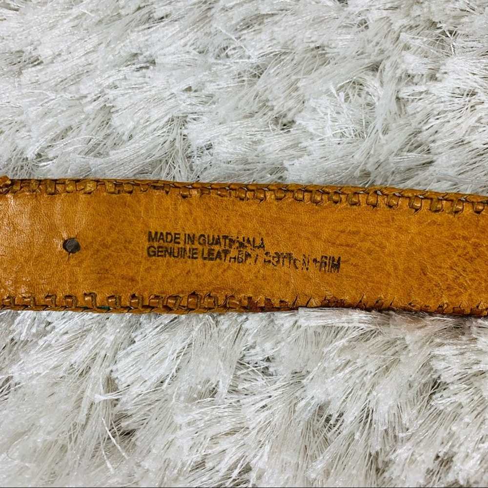 Vintage Leather Bright Woven Camel Belt Sz 30 - image 4