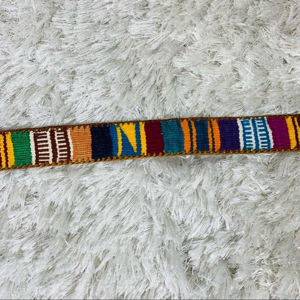 Vintage Leather Bright Woven Camel Belt Sz 30 - image 6