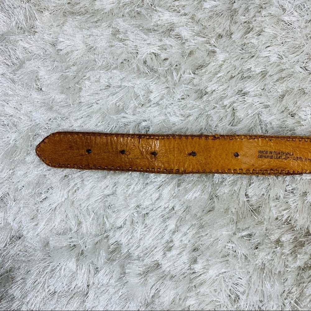 Vintage Leather Bright Woven Camel Belt Sz 30 - image 8